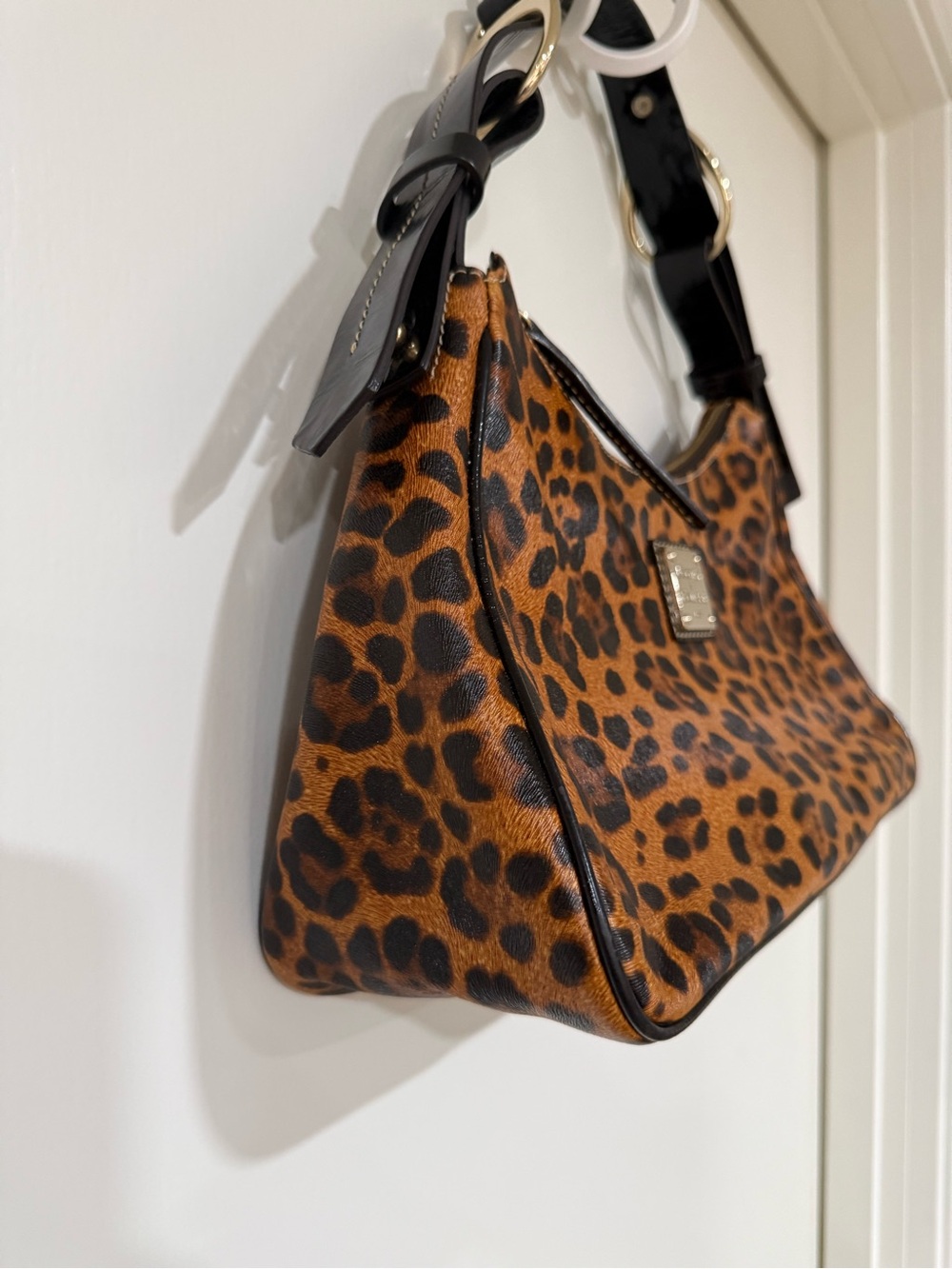 Dooney & Bourke Leopard-Print Shoulder Bag in Brown and Black - Picture 3 of 8